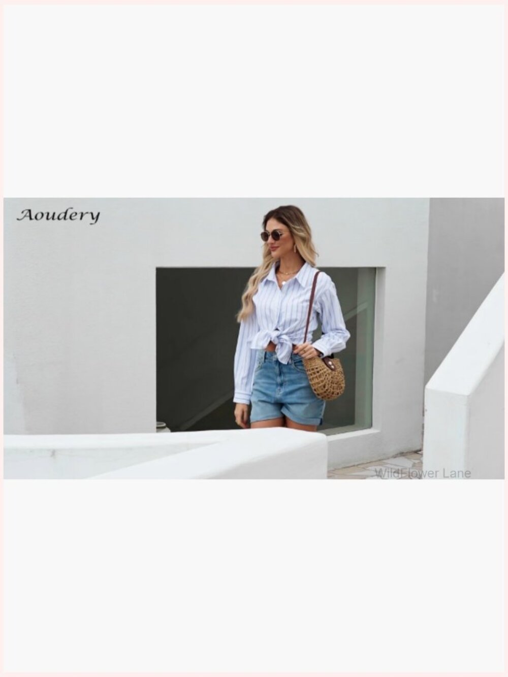 Oversized Linen Button Down Shirt Long Sleeve Collared Blouse with Pocket Beach - Picture 7 of 7